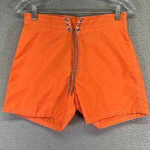 Birdwell Beach Britches Board Shorts Mens 29 Orange Nylon Swim Trunks Surf Retro